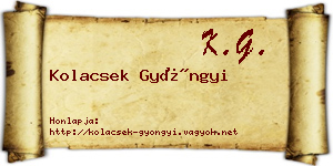 Kolacsek Gyöngyi névjegykártya