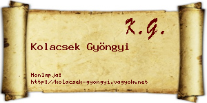 Kolacsek Gyöngyi névjegykártya